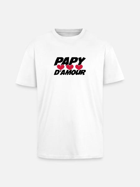 Papy d'amour ! - T-shirt unisexe oversize épais - blanc