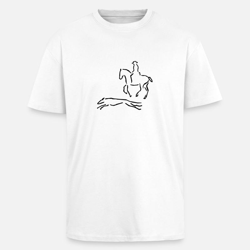 Reiter et lévrier - T-shirt unisexe oversize épais - blanc