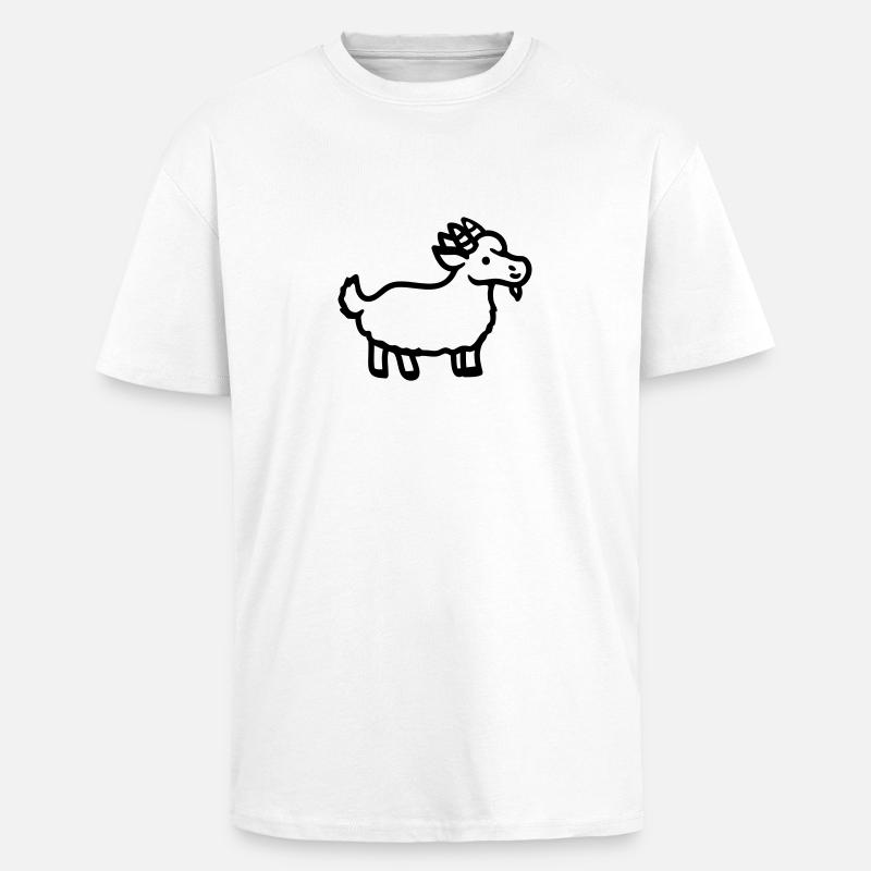 Ziege - Line - Oversized Heavyweight Unisex T-Shirt - Weiß