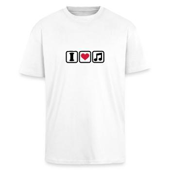 I love music - T-shirt unisexe oversize épais - blanc - Devant - Alina (178cm) & Michal (187cm)