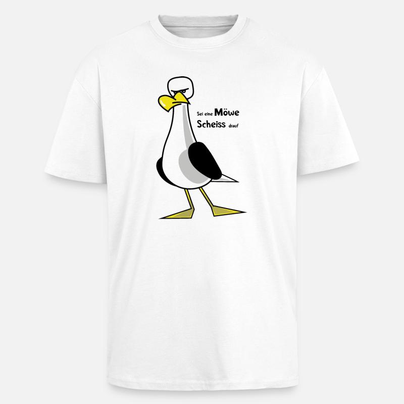 Sei eine Möwe ... - Oversized Heavyweight Unisex T-Shirt - Weiß