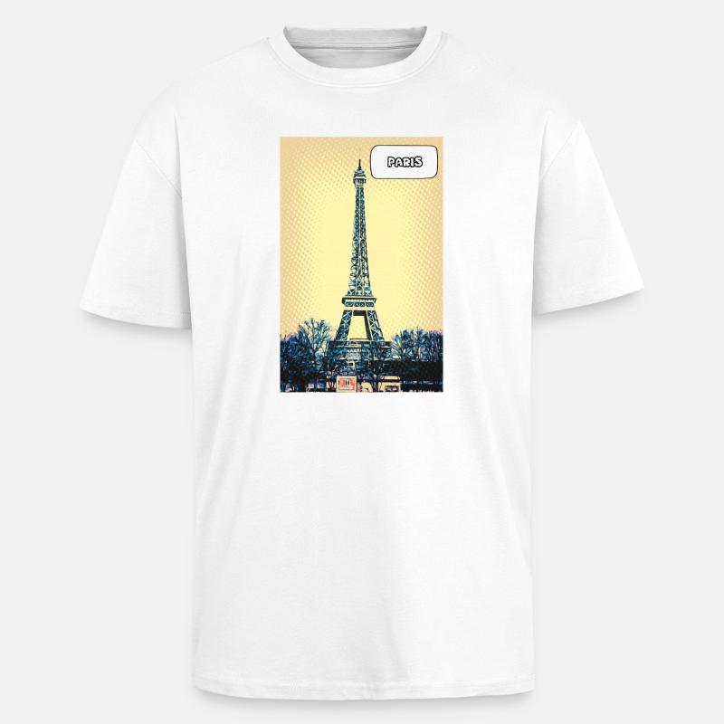 Eiffel Pop Art Paris - T-shirt unisexe oversize épais - blanc