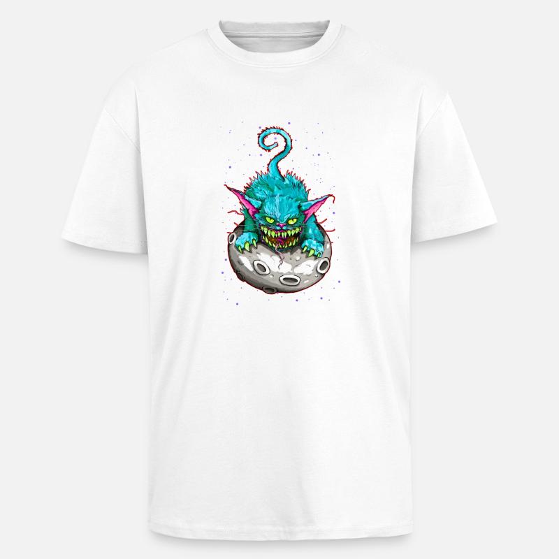 SPACE CAT - Oversized Heavyweight Unisex T-Shirt - Weiß
