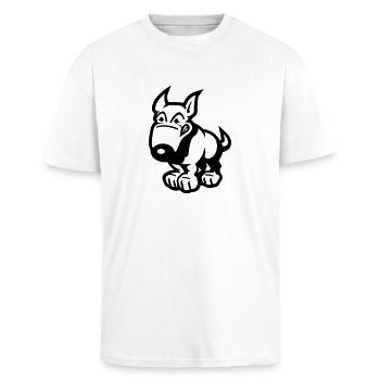 comic_dog - Unisex Oversized Heavyweight T-shirt - white - Front - Alina (178cm) & Michal (187cm)