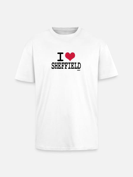 i love sheffield by wam - Unisex Oversized Heavyweight T-shirt - white