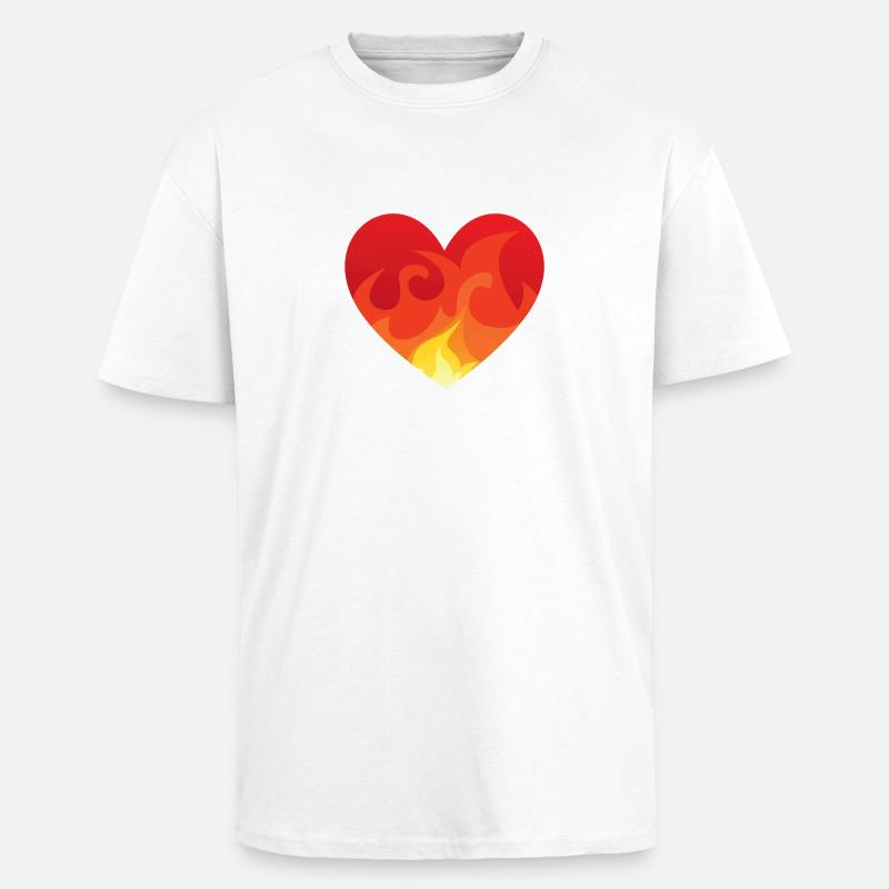 Heart with fire de - Oversized Heavyweight Unisex T-Shirt - Weiß