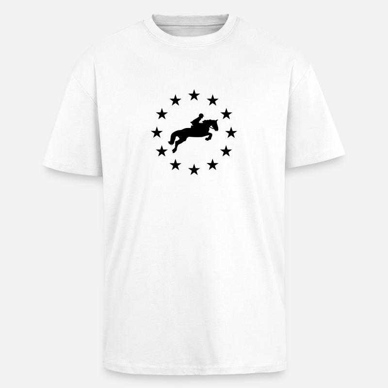 Springen Pferd & Sternen - Oversized Heavyweight Unisex T-Shirt - Weiß