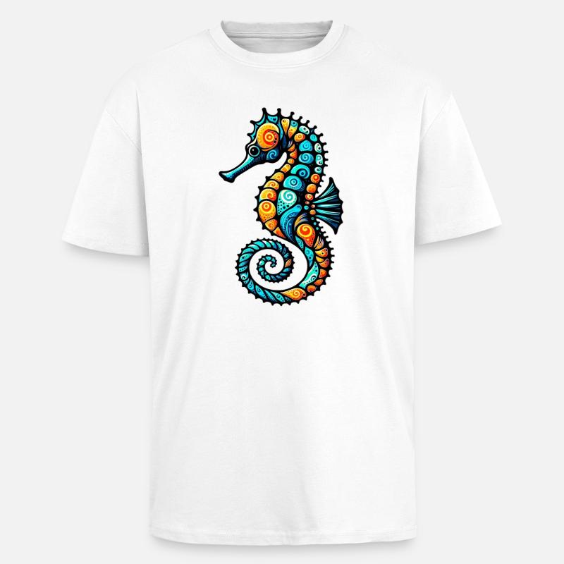 Seepferdchen - Oversized Heavyweight Unisex T-Shirt - Weiß