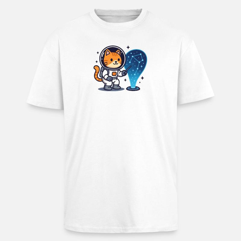 Constellation du chat de l’espace – Kawaii - T-shirt unisexe oversize épais - blanc