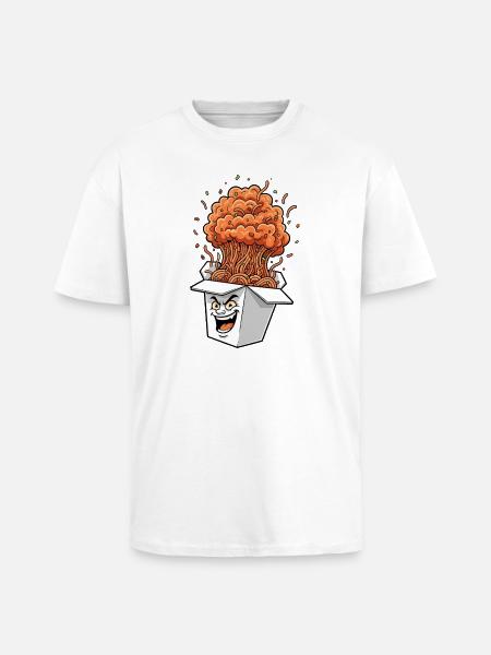 Noodle Box Explosion Cartoon - Unisex Oversized Heavyweight T-shirt - white