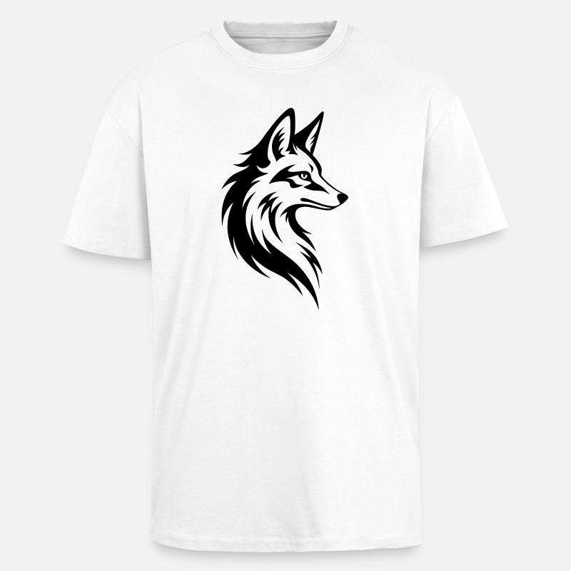 Fuchs Kopf Minimal Tattoo Style - Oversized Heavyweight Unisex T-Shirt - Weiß