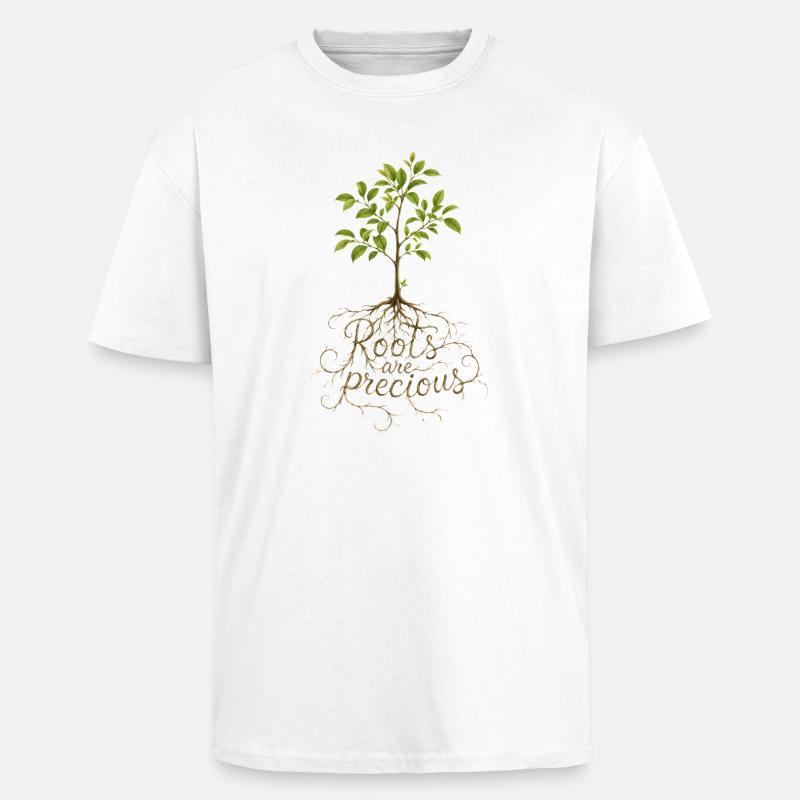 Roots Are Precious Tree Design - Unisex Oversized Heavyweight T-shirt - white