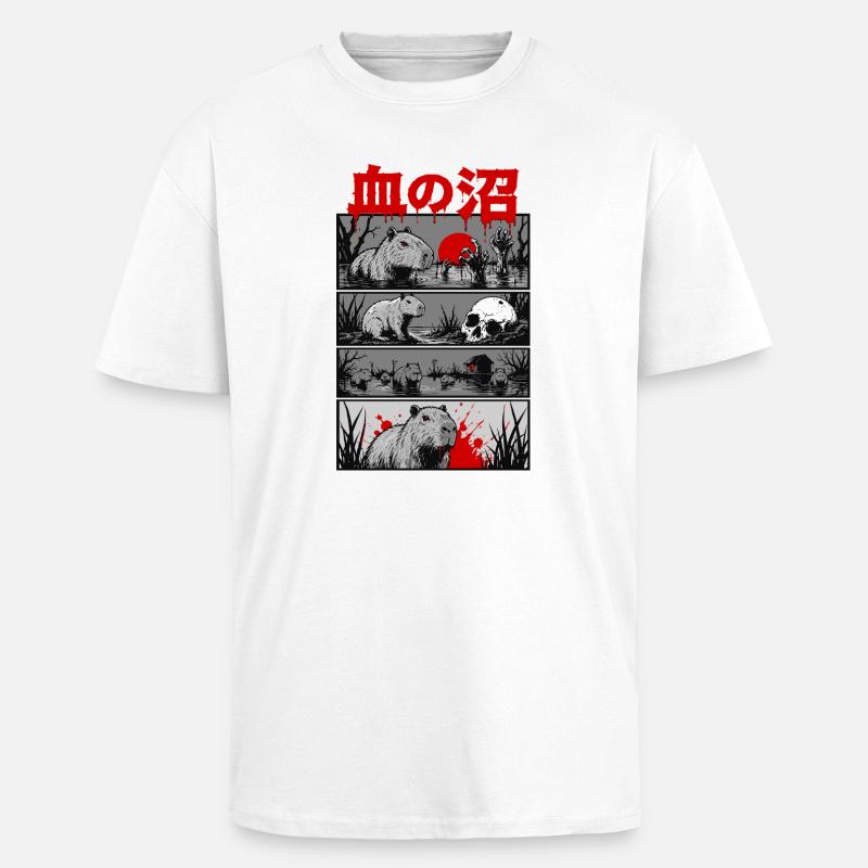 Horror Capybara Japan Style - Oversized Heavyweight Unisex T-Shirt - Weiß