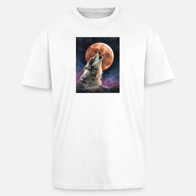 Heulender Wolf - Oversized Heavyweight Unisex T-Shirt - Weiß