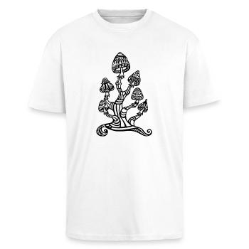 Magic mushrooms, wonderland, psychedelic, lsd - Unisex Oversized Heavyweight T-shirt - white - Front - Alina (178cm) & Michal (187cm)
