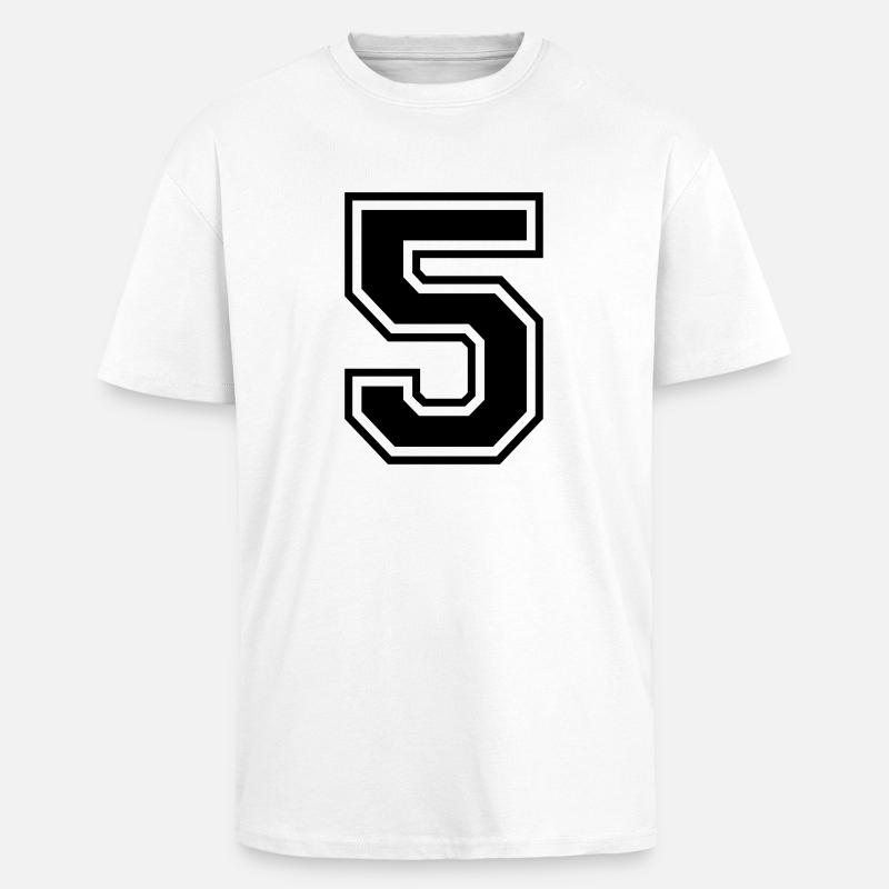 Nummer 5 - Oversized Heavyweight Unisex T-Shirt - Weiß