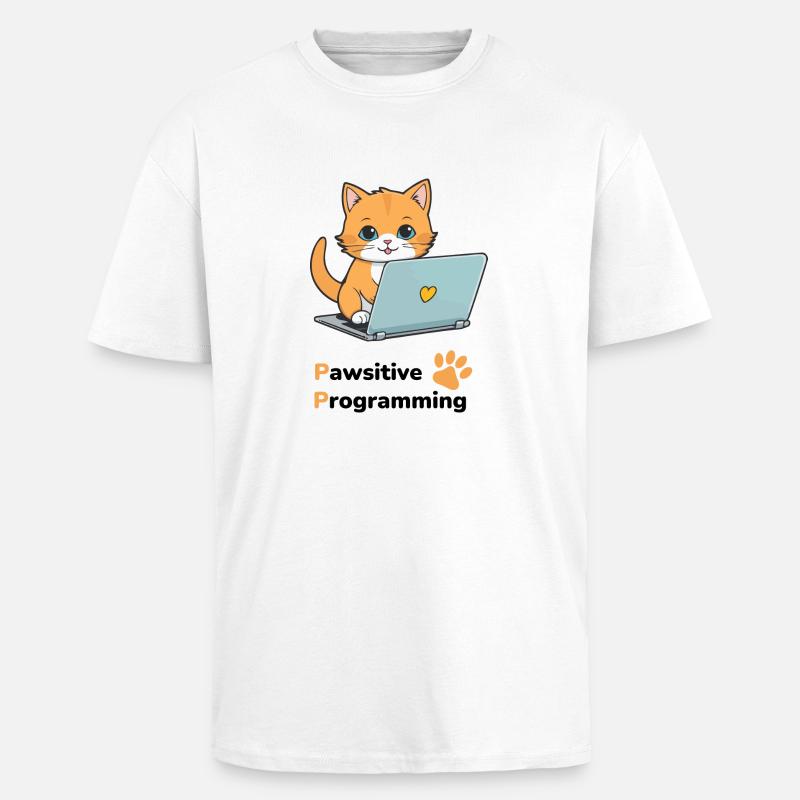 Programmation Pawsitive - T-shirt unisexe oversize épais - blanc