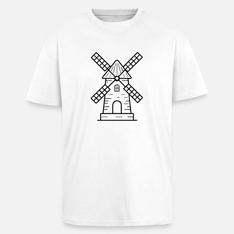 Windmühle Symbol - Oversized Heavyweight Unisex T-Shirt - Weiß