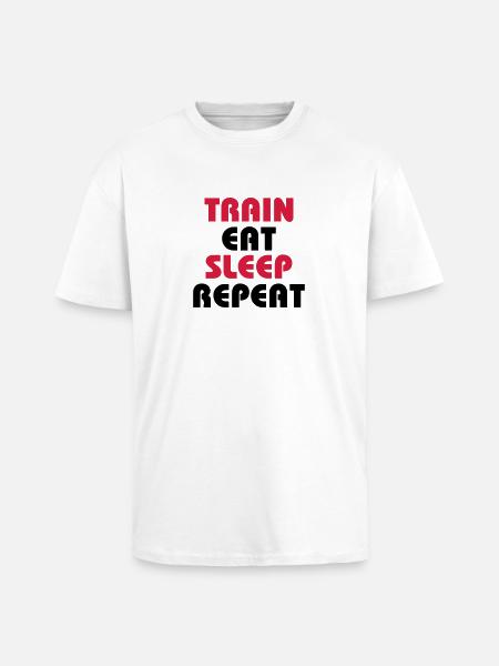 Train Eat Sleep Repeat - Oversized Heavyweight Unisex T-Shirt - Weiß