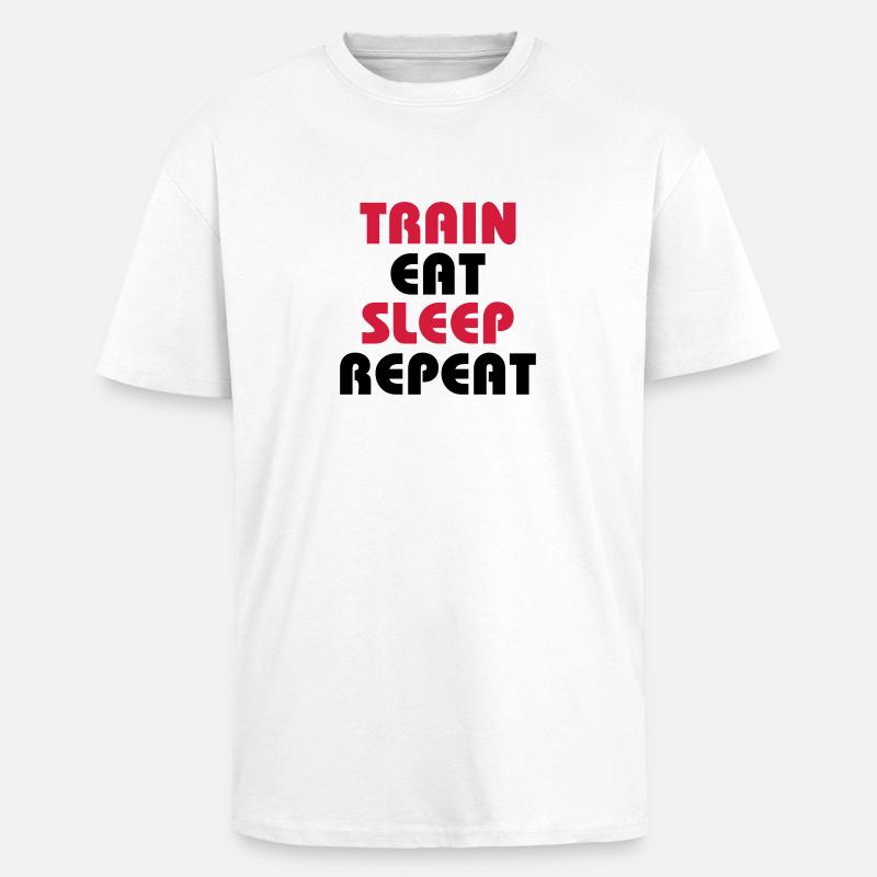 Train Eat Sleep Repeat - T-shirt unisexe oversize épais - blanc