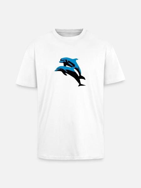 Delfin, Delfine - Dolphin - Oversized Heavyweight Unisex T-Shirt - Weiß