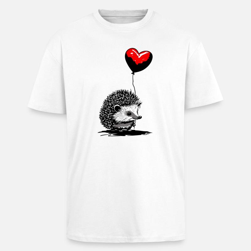 Igel mit Herz Luftballon - Heartful Creatures - Oversized Heavyweight Unisex T-Shirt - Weiß