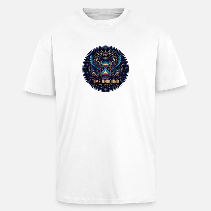Time Unbound – Steampunk-Sanduhr mit Flügeln - Oversized Heavyweight Unisex T-Shirt - Weiß