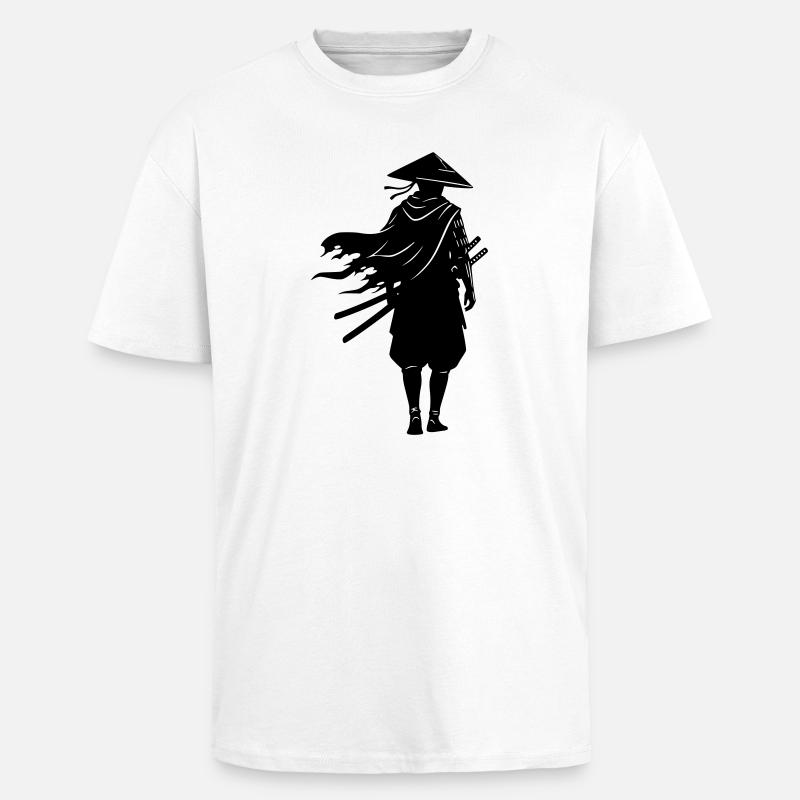 Schatten Krieger Samurai Strohhut - Oversized Heavyweight Unisex T-Shirt - Weiß