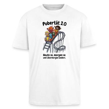 Pubertät 2.0 - Menopause & Achterbahn der Gefühle - Oversized Heavyweight Unisex T-Shirt - Weiß - Vorne - Alina (178cm) & Michal (187cm)