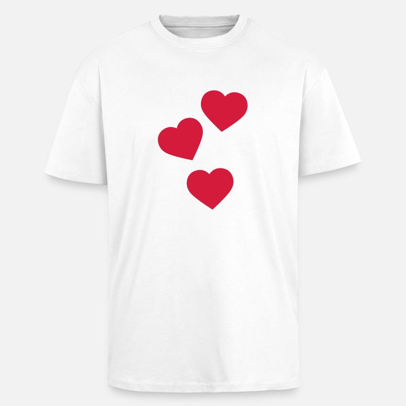 coeurs - T-shirt unisexe oversize épais - blanc