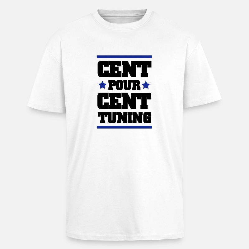 CENT POUR CENT TUNING - T-shirt unisexe oversize épais - blanc