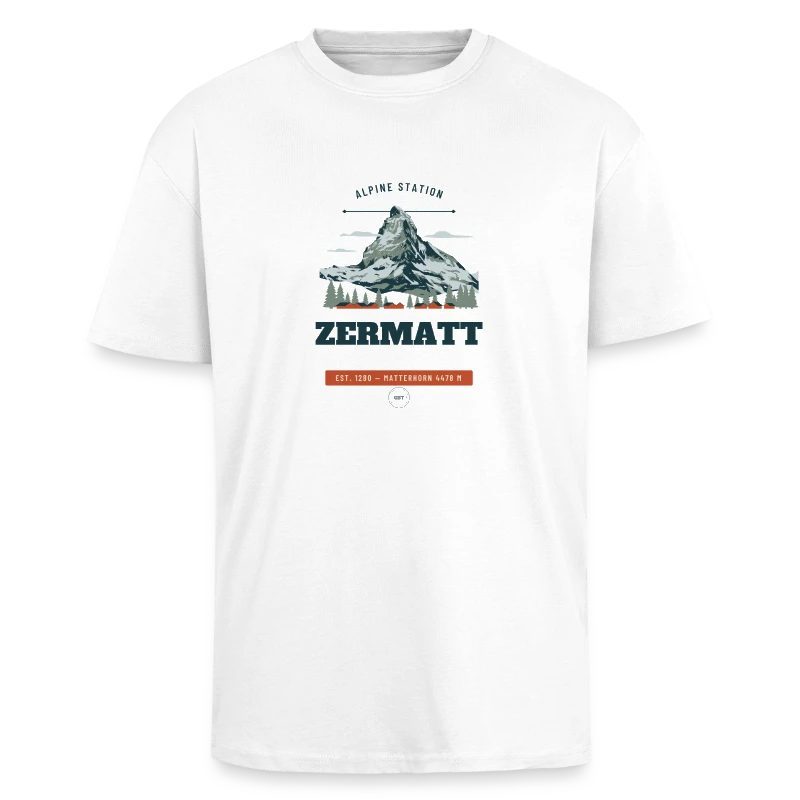 Zermatt badge on a unisex oversized heavyweight t-shirt