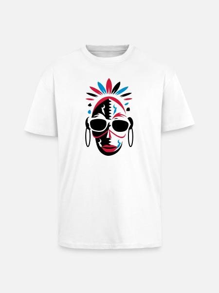 African mask with sunglasses - Unisex Oversized Heavyweight T-shirt - white