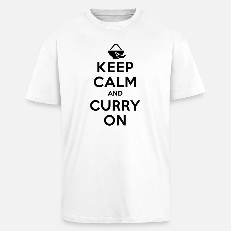 Keep calm and curry on - Unisex Oversized Heavyweight T-shirt - white