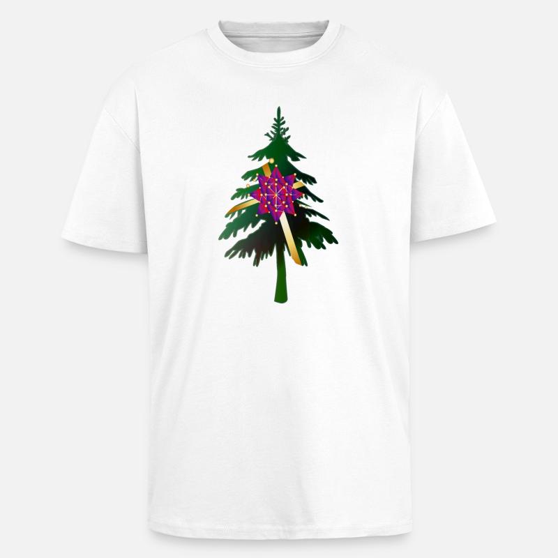 Christbaum oder Weihnachtsbaum & Geschenkschleife - Oversized Heavyweight Unisex T-Shirt - Weiß