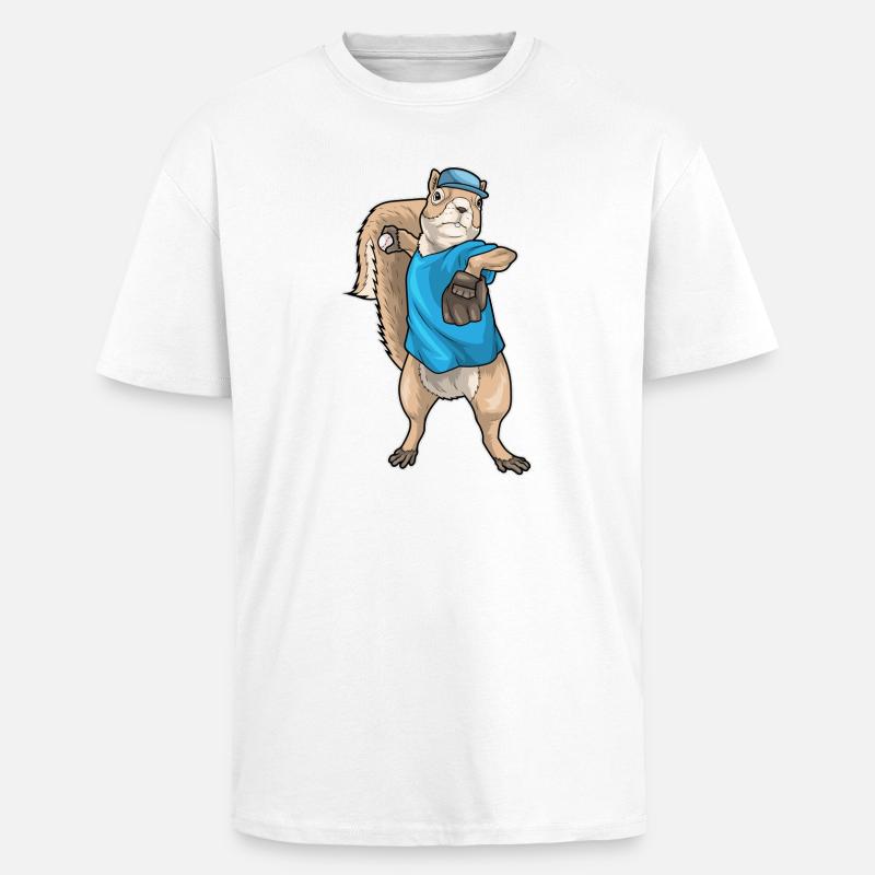Eichhörnchen Baseball Baseballhandschuh - Oversized Heavyweight Unisex T-Shirt - Weiß