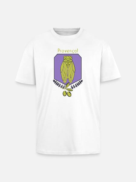cigale Provençale avec Olives - T-shirt unisexe oversize épais - blanc