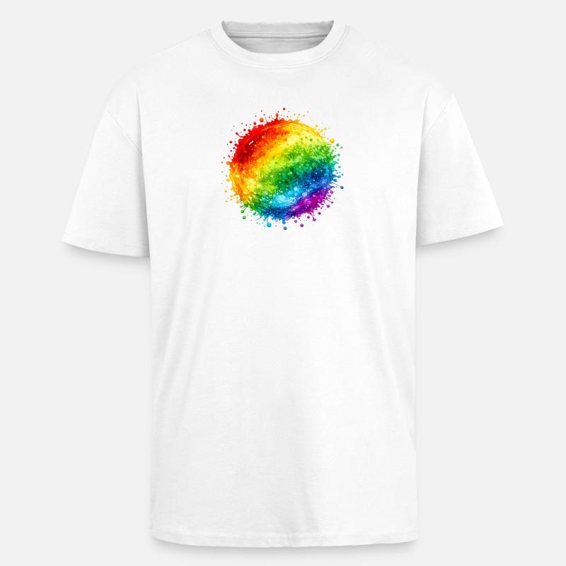 Regenbogenfarbene Farbspritzer Explosion - Oversized Heavyweight Unisex T-Shirt - Weiß