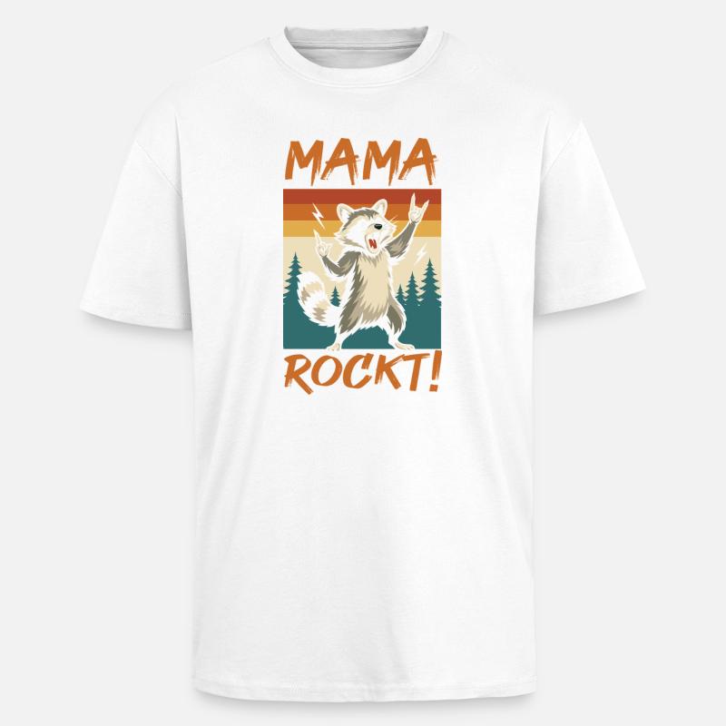 WaschbĂ€r Mutter Coole Rocker Mama - Oversized Heavyweight Unisex T-Shirt - WeiĂ