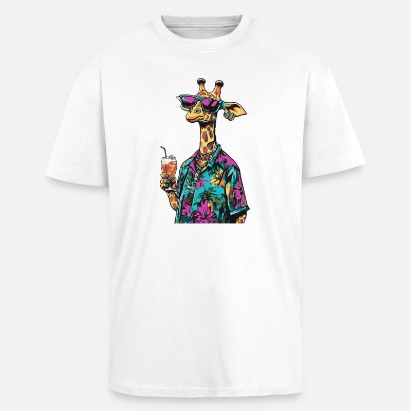 Giraffe Comic Summer - Unisex Oversized Heavyweight T-shirt - white