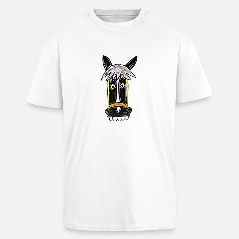 verrücktes Pferd Seppl Comic - Oversized Heavyweight Unisex T-Shirt - Weiß
