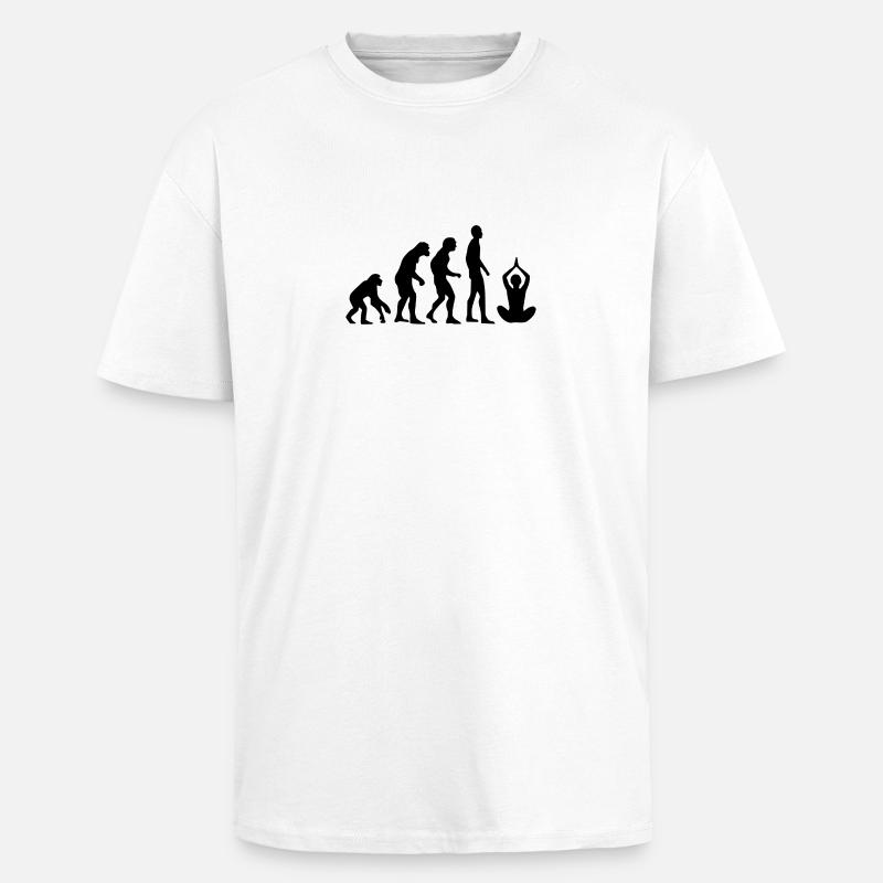 Human Evolution Yoga - Oversized Heavyweight Unisex T-Shirt - Weiß
