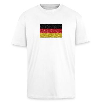 Deutschland Flagge Fahne Heimat deutsch Tradition - Oversized Heavyweight Unisex T-Shirt - Weiß - Vorne - Alina (178cm) & Michal (187cm)