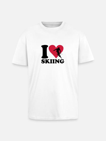 I love Skiing - Ski - Oversized Heavyweight Unisex T-Shirt - Weiß