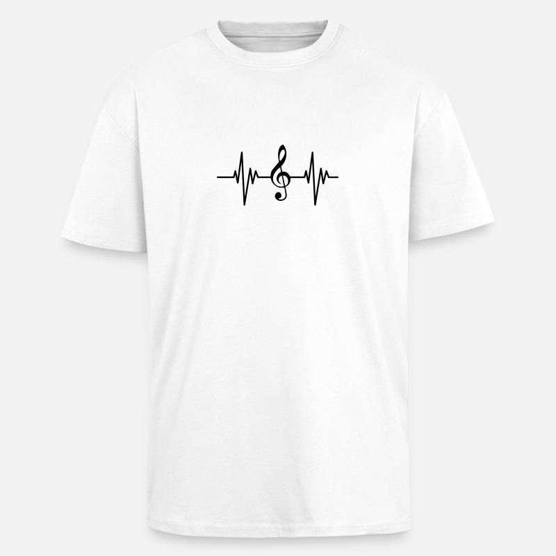Treble Clef Pulse - Unisex Oversized Heavyweight T-shirt - white