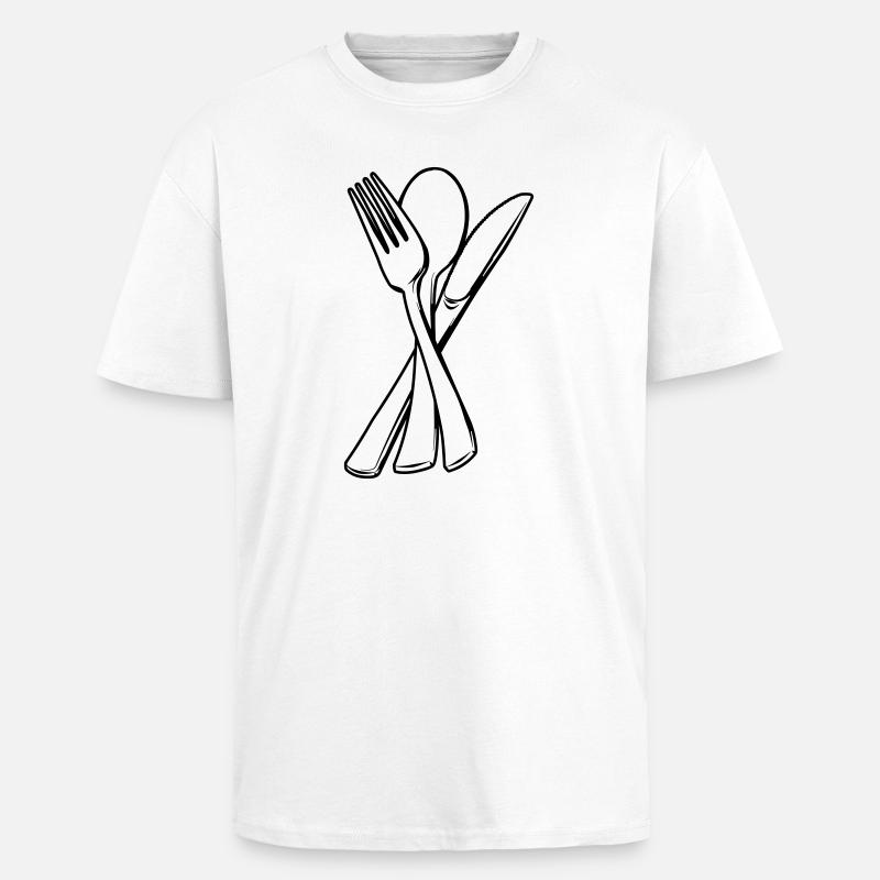 Messer, Gabel und Löffel transparent - Oversized Heavyweight Unisex T-Shirt - Weiß