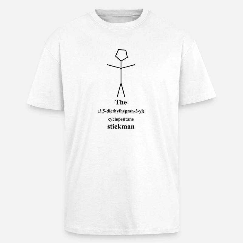 Tikku-ukko - IUPAC-kemian vitsi - Nerd Alert - Paksu unisex oversize t-paita - valkoinen