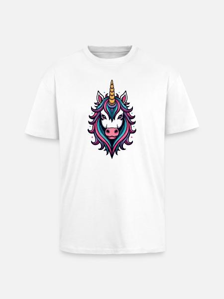 Wilde Einhorn Neon-Pracht - Oversized Heavyweight Unisex T-Shirt - Weiß