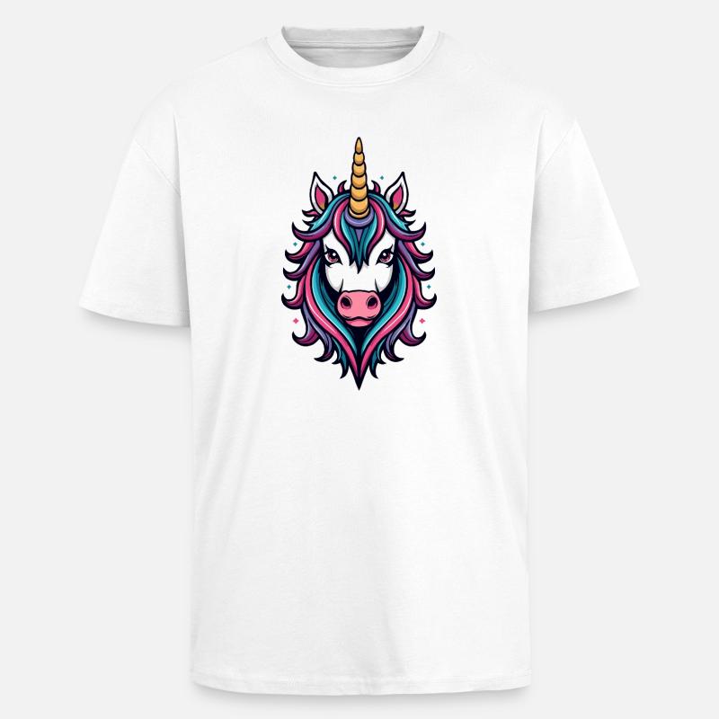 Wilde Einhorn Neon-Pracht - Oversized Heavyweight Unisex T-Shirt - Weiß