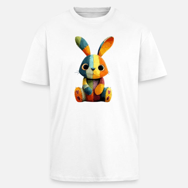 Patchwork Häschen Farbenfestival - Oversized Heavyweight Unisex T-Shirt - Weiß